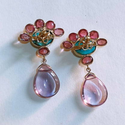 Atlantis Heiress earrings – front view in 14k gold