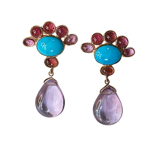 Atlantis Heiress earrings – front view in 14k gold