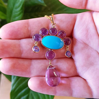 Close-up of Lady of the Blue Stars Pendant – celestial craftsmanship