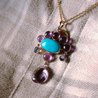 Lady of the Blue Stars Pendant worn – cosmic and feminine look