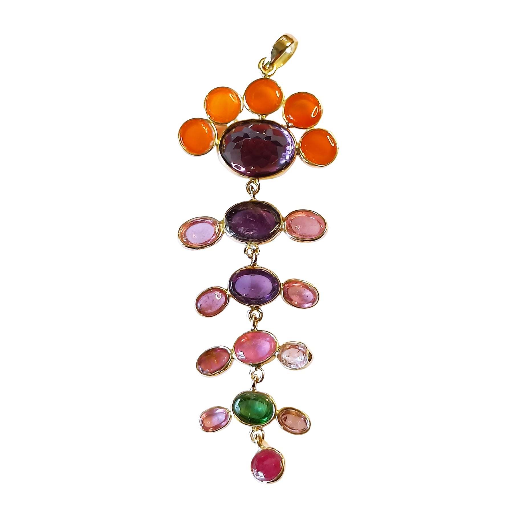 Petal Symphony Pendant – back profile with gemstone petals