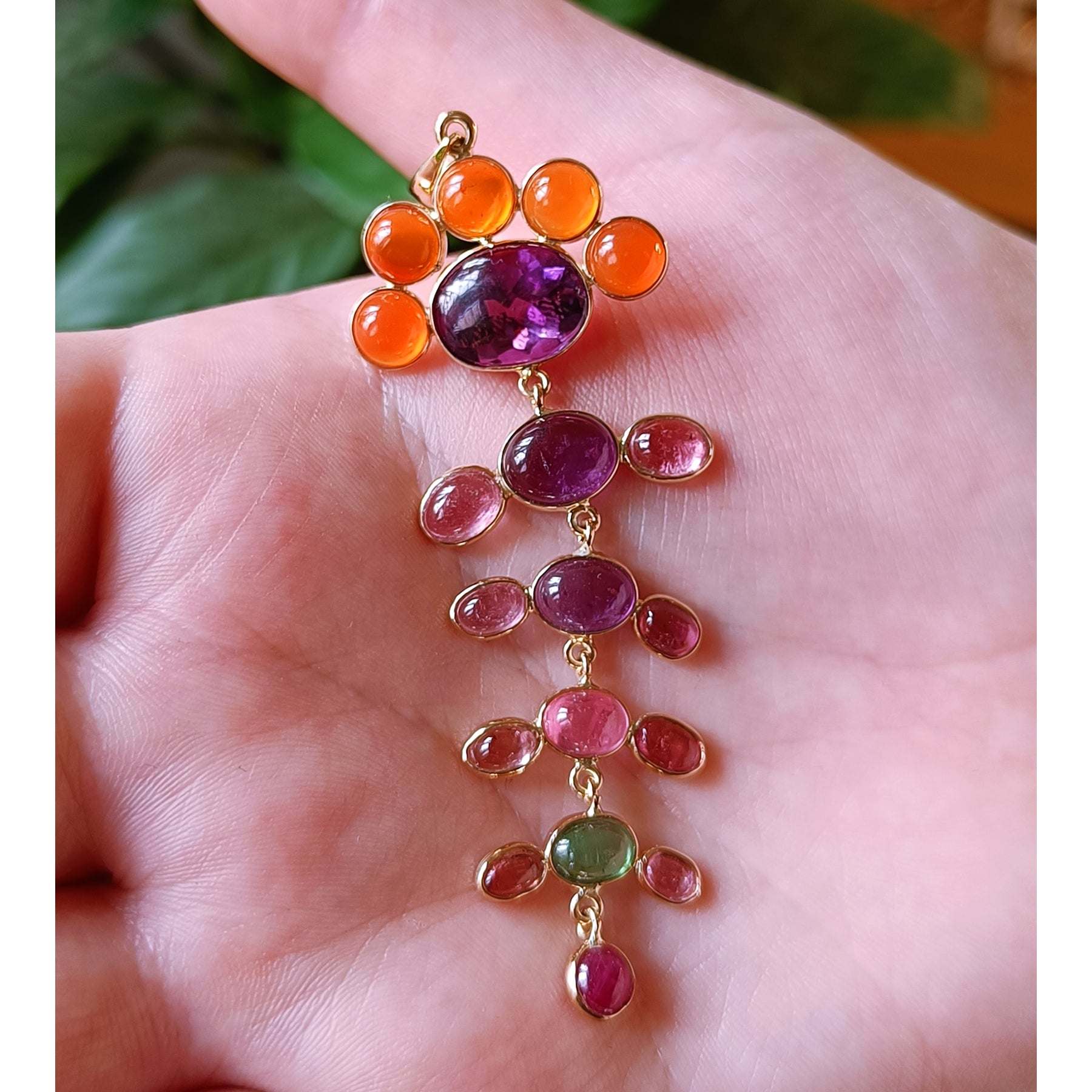 Close-up of Petal Symphony Pendant – handcrafted floral elements