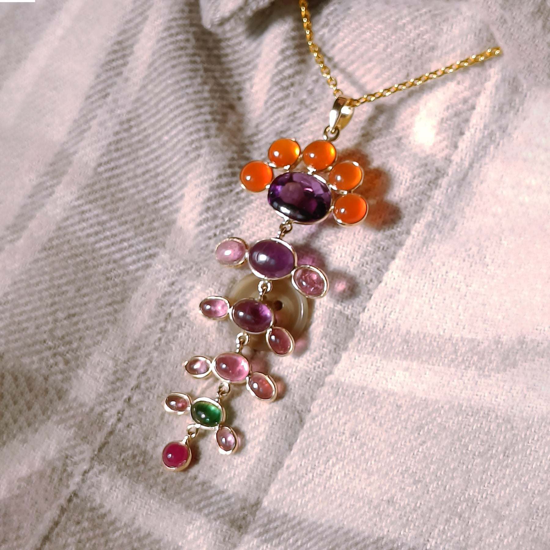 Petal Symphony Pendant worn – feminine and elegant gold pendant