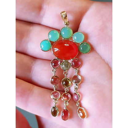 Handcrafted Rain of Autumn Pendant – gold and stone detail