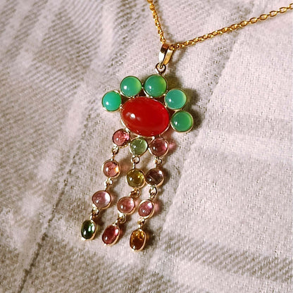 Rain of Autumn Pendant worn – seasonal elegant jewelry