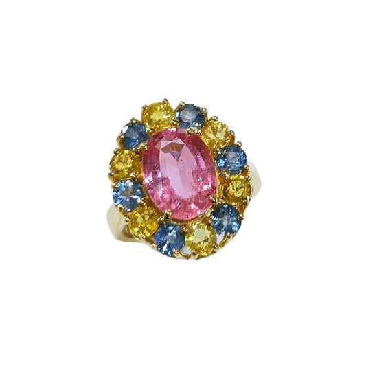Tourmaline Dream Ring – 14k gold with pink tourmaline and sapphires