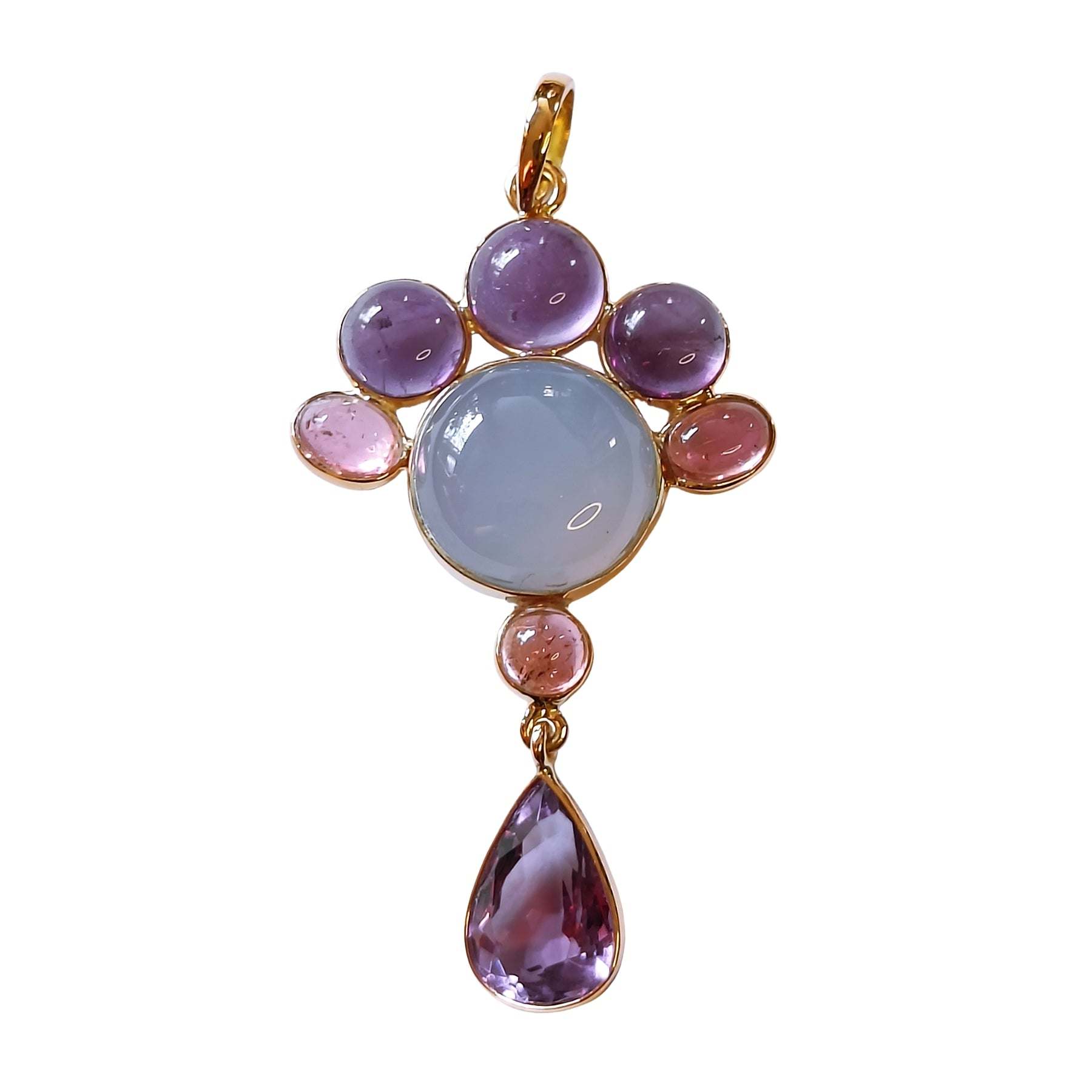 Twilight Drip Pendant – front view in 14k gold