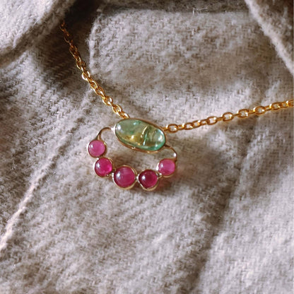 Forest Ember Pendant worn – nature-inspired gold jewelry look
