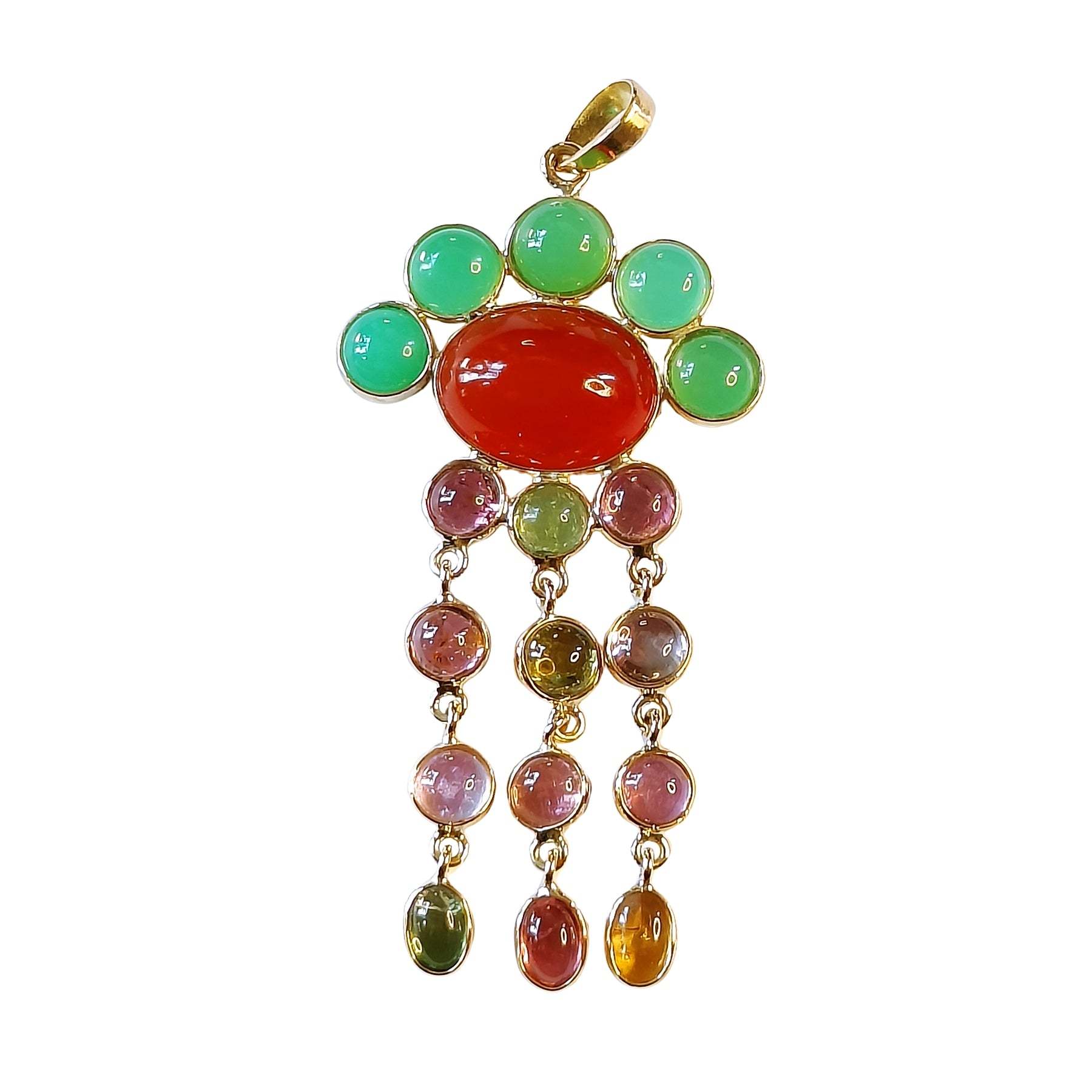 Rain of Autumn Pendant – front view in 14k gold