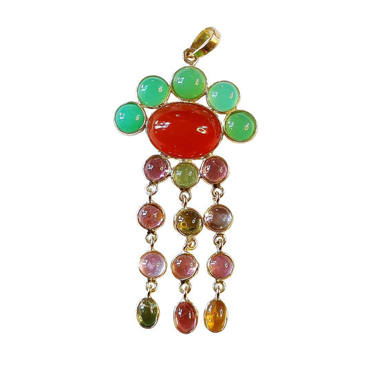 Rain of Autumn Pendant – front view in 14k gold