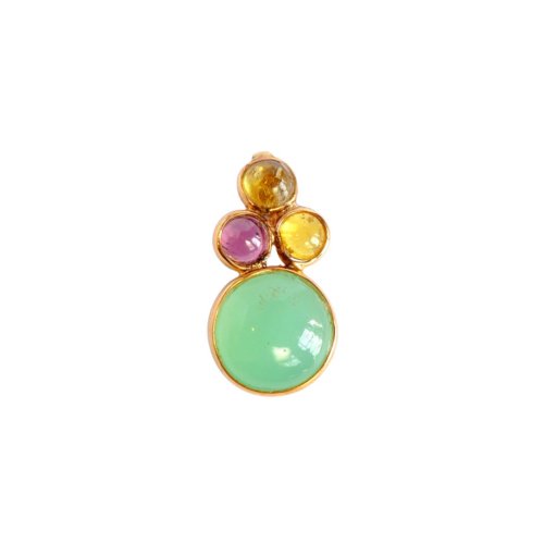 forest dew pendant in 14k gold with chrysoprase, tourmaline
