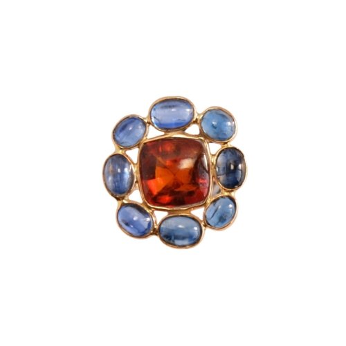 sunset sea ring 14k gold with natural hessonite, kyanite